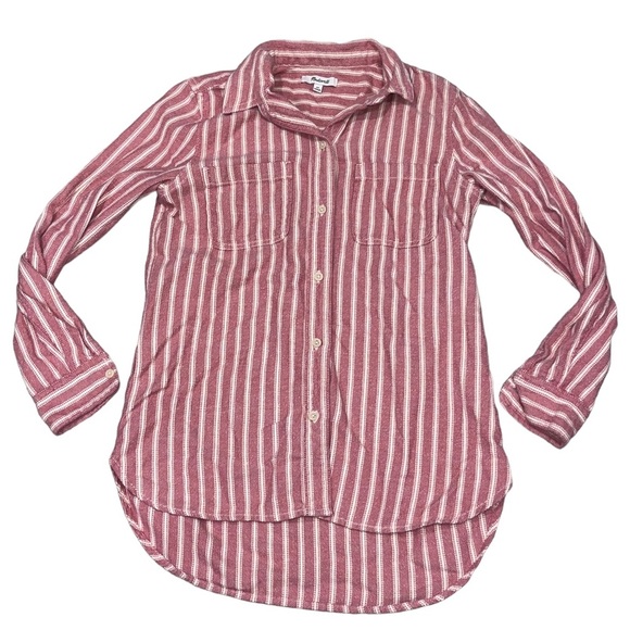 Madewell Flannel Classic Ex-Boyfriend Craig Stripe Top - Picture 5 of 10